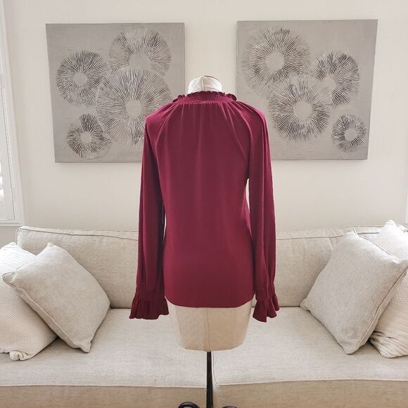 Vince Camuto Split Neck Balloon Sleeve Knit Top Sz Sm - Picture 6 of 10